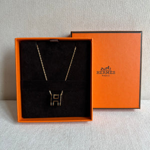 Hermes pop h necklace black x gold