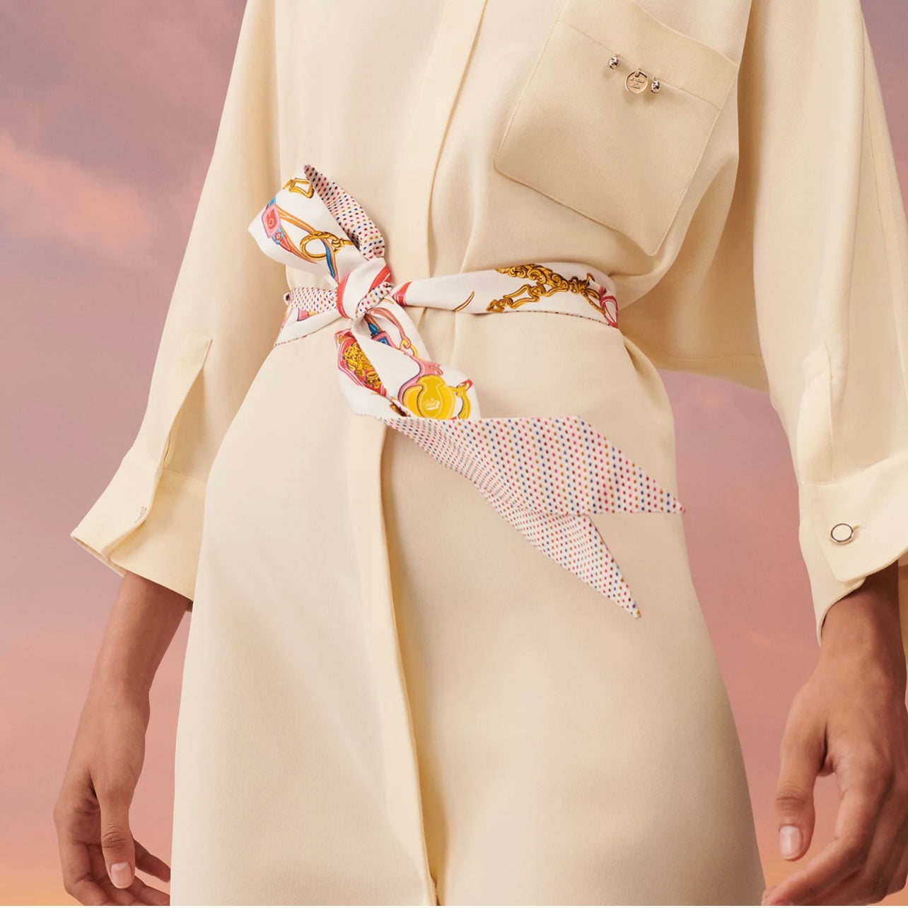素敵★HERMES★Pointille Brides Twilly twins HERMES Twilly twins Pointille Brides de Gala Applique Pique